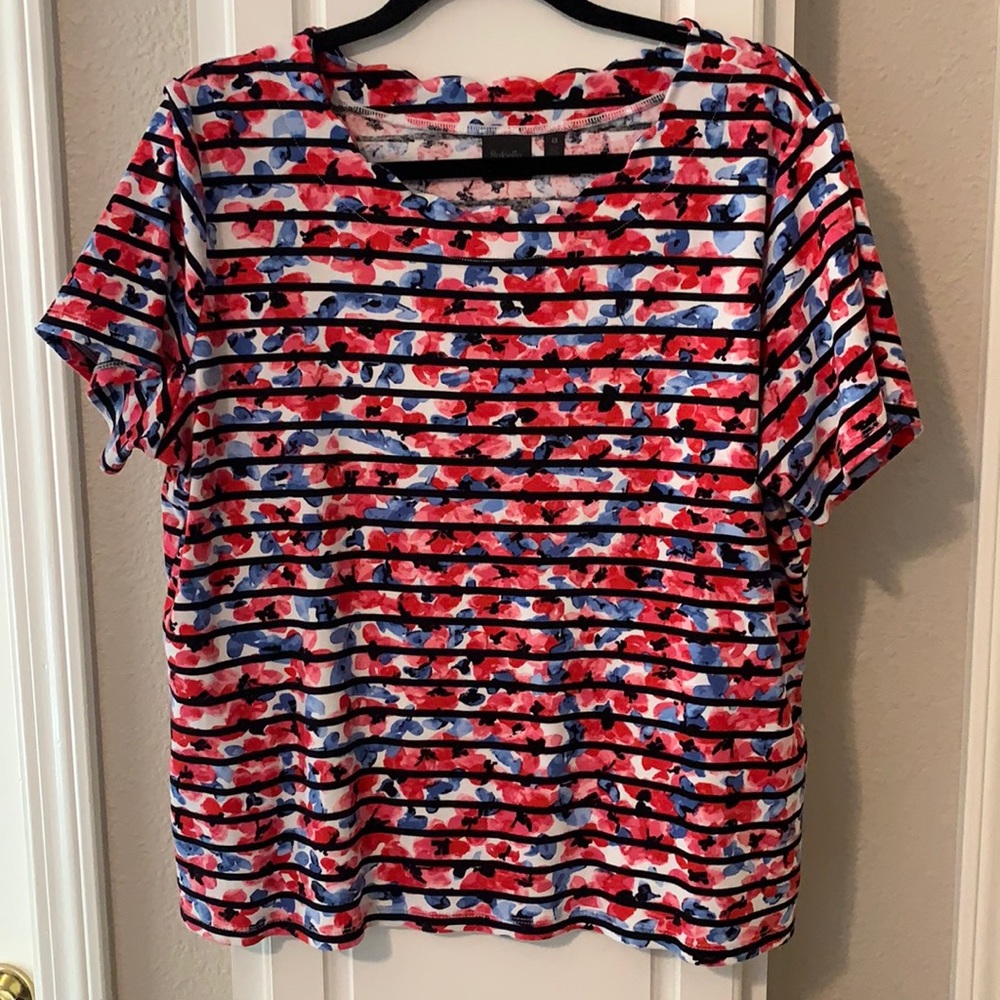 Bright floral striped shirt